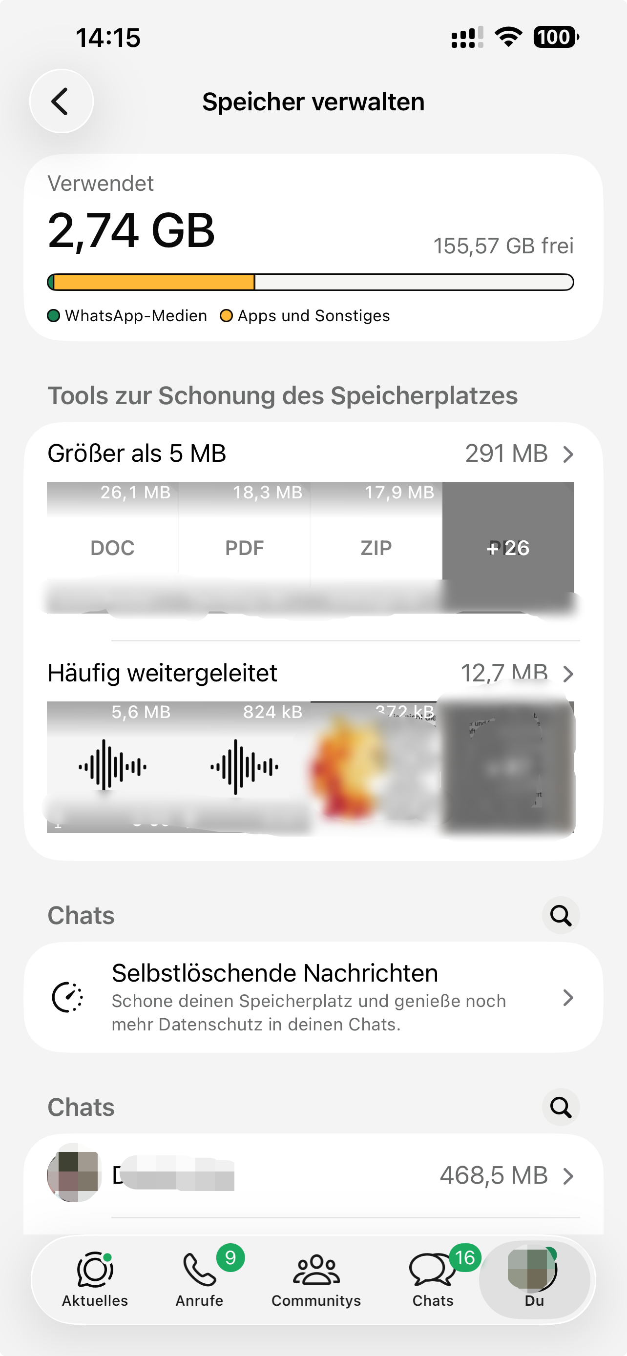 WhatsApp Speicher