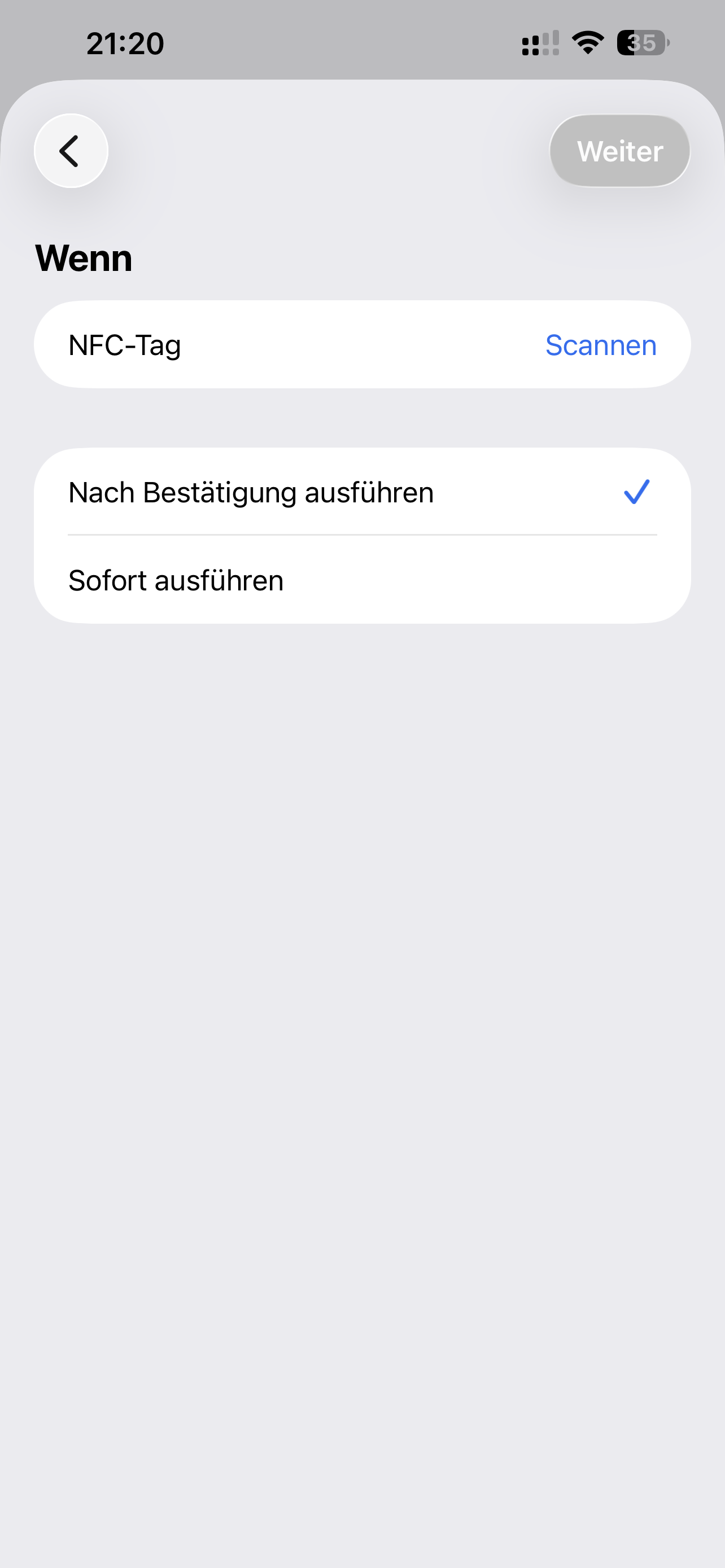 NFC-Automation in der Kurzbefehle-App auf dem iPhone