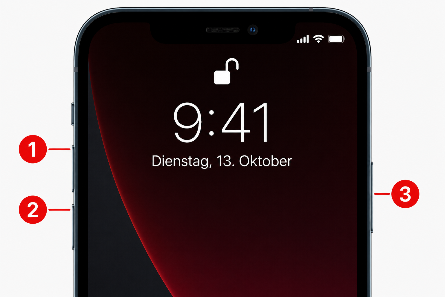 iPhone Neustart erzwingen mit Lauter Leiser und Seitentaste