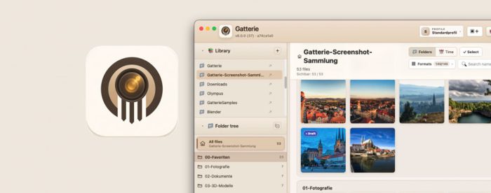 Gatterie organisiert Fotos und Dateien lokal auf dem Mac